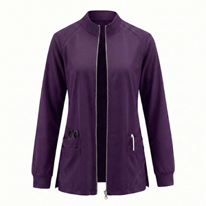 Blouse de travail médicale professionnelle personnalisable en gros, col rond, fentes latérales, poches utilitaires, pour infirmières - Product Image 6