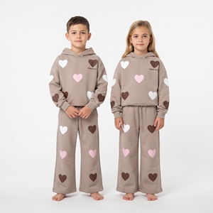 Conjunto Deportivo Informal para Niños y Niñas, Unisex, con Capucha y Estampado de Corazón, Pantalones Anchos, Ropa Deportiva a la Moda, Venta al Por Mayor - Product Image 4