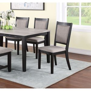 Set da Pranzo Contemporaneo 6 Pezzi con Impiallacciature in Legno Massello, 4 Sedie Imbottite, Panca e Tavolo per Sala da Pranzo - Product Image 6