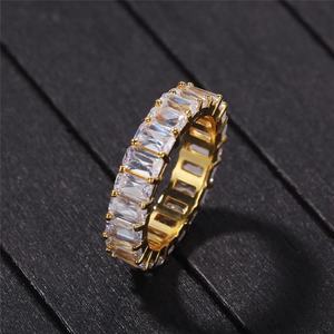 Hiphop Brass Zircon Eternity Band <b>Ring</b> Claw Setting Unisex Jewelry Anniversary Engagement Gift Wedding Party Plated Custom Size - Product Image 3