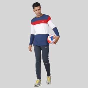 Pantalon de survêtement sport bleu quatre directions avec bande latérale, logo personnalisable, impression HD, délavage coloré, 100 % polyester, séchage rapide, tailles homme M/L/XL - Product Image 6