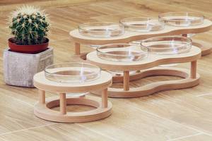 Gamelle pour chien en bois brun de luxe écologique, style mignon, ronde, pour nourriture et eau, accessoire décoratif de jardin, mangeoire pour chien - Product Image 3