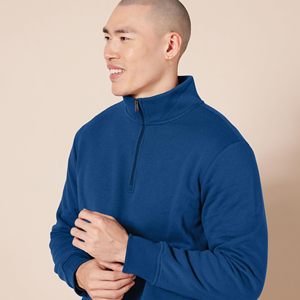 Sweat-shirt polaire à col zippé personnalisé pour homme, en coton, pull décontracté d'hiver, veste unie, vente en gros de vêtements de sport - Product Image 5