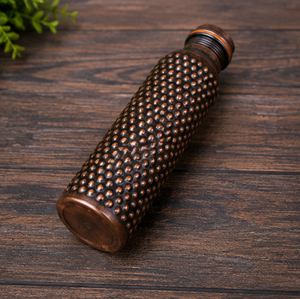 Bouteille en cuivre pur à motif de points en relief bronze foncé, design traditionnel, portable pour les voyages - Product Image 6