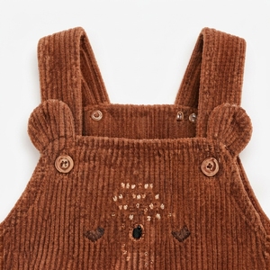 Conjunto de overoles de pana unisex para bebé al por mayor, mono de manga larga con broche de botón y pantalones con pechera bordados de oso lindo para infantes - Product Image 2