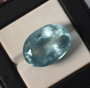 Aquamarine naturelle ovale 20 cts forme ovale 21X16.5X10mm, taille de bague et très belle, pour la fabrication de bijoux taille calibrée - Product Image 3