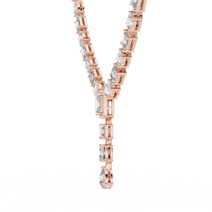 สร้อยคอจี้เพชรทรงมรกต 18K โรสโกลด์ เพชรเลี้ยงในห้องปฏิบัติการ น้ำหนัก 31.5 กรัม สำหรับผู้หญิง สไตล์วินเทจ รุ่น Royal Cascade Luxe Empress - Product Image 3