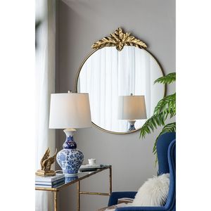 Lámpara de Mesa de Cerámica Redonda Azul y Blanca D14x27.6, Estilo Elegante con Excelente Artesanía - Product Image 5