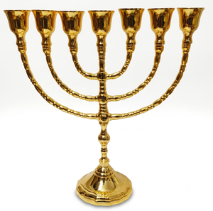 Brass Hanukkah Menorah 9 Branch Candle Holder with gold finishing Handmade Metal Candelabra for Home Religious <b>Decoration</b> - Product Image 2