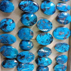 Magnifique pierre précieuse naturelle turquoise iranienne, taille brillant ronde, matrice bleu-brun, polie, 20-45mm, 6-10g, pour la fabrication de bijoux - Product Image 2