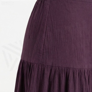 Jupe trapèze taille haute pour femme, couleur unie, volants en mousseline, longueur genou, style Prairie Chic, tissu viscose, toutes saisons - Product Image 5