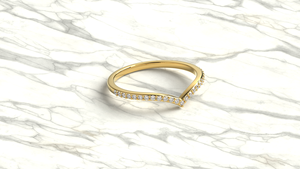 Luxury 18K Gold Chevron Diamond <b>Ring</b> V Shaped <b>Stacking</b> Band Micro Pave Round Diamond Engagement Band Fine Jewelry for Women - Product Image 3