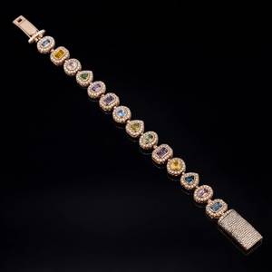 Pulsera de Plata Personalizada 925, Pulsera para Hombre, Joyería Hip Hop al por Mayor, Pulsera Cubana con Diamantes de Moissanita de 14 mm, Unisex - Product Image 1