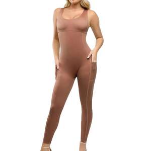 Combinaisons en coton confortables et durables pour femmes, vêtements de fitness, coupe décontractée, combinaison pour femmes avec poches latérales - Product Image 1