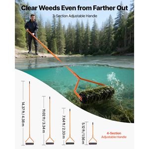 Rullo Manuale in Acciaio Inossidabile da 4,3 m per la Rimozione di Erbacce e Fanghi da Laghi e Stagni - Attrezzo per la Pulizia di Laghi e Stagni - Product Image 4