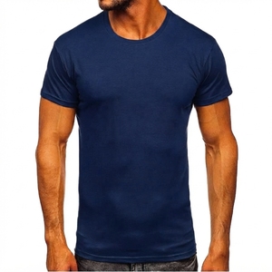 Camiseta de Cuello Redondo de Manga Corta para Hombre, Corte Ajustado, Color Sólido, Informal, de Algodón - Product Image 3