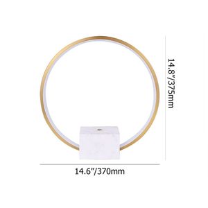 โคมไฟตั้งโต๊ะ LED วงกลมสีทองแบบทันสมัยพร้อมฐานหินอ่อนสีขาวตกแต่งบ้านอย่างมีสไตล์ - Product Image 5