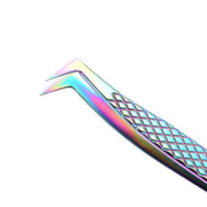 Pince à épiler pour extensions de cils en acier inoxydable à marque privée, pince à épiler en forme de L à 90 degrés, emballage à pointe en fibre, pince à épiler personnalisée pour cils, OEM - Product Image 3
