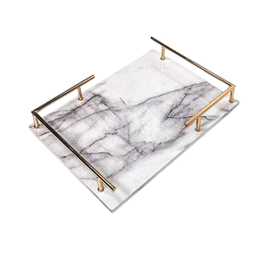 Fantastic Design Marble Food Serving <b>Tray</b> With Metal Handles Superior Quality Kitchenware <b>Breakfast</b> <b>Tray</b> At Cheap Prices - Product Image 1