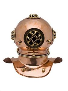 Casque de plongée en cuivre, décoration nautique, objet de collection pour les intérieurs à thème marin, les expositions côtières et la décoration maritime vintage - Product Image 2