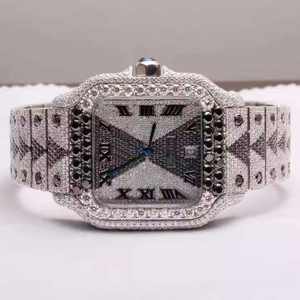 Reloj Automático de Lujo de Acero Inoxidable con Moissanita VVS, Estilo Hip Hop, con Diamantes, Probador de Diamantes, Joyería de Moda con Correa de Cuero, Venta al por Mayor - Product Image 1