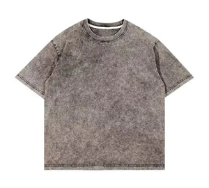 เสื้อยืดคอกลมแขนสั้นสีเทาสำหรับผู้ชาย ทรงโอเวอร์ไซส์ ผ้าถักเนื้อนิ่ม สีพื้น ดีไซน์เรียบง่าย ทรงปกติ - Product Image 2
