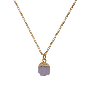 Collar Ajustable de Cuarzo Rosa Natural con Baño de Oro Rosa para Mujer, 18+2 Pulgadas de Largo - Product Image 1