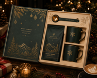 Coffret cadeau de Noël personnalisé avec tasses et cuillère pour cadeaux d'entreprise et promotion de détail