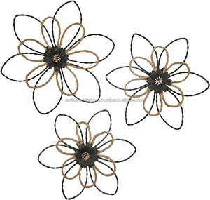 Modern Design Unique Vertical Hanging Iron Wall Flowers Outdoor and Indoor Metal Wall Art for Hallway and Living Room Accents - Product Image 5
