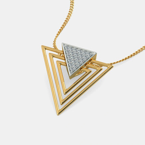 Collier pendentif triangle superposé en or jaune avec diamant de laboratoire - Product Image 5