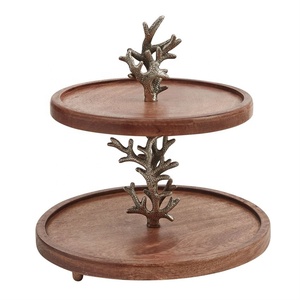 GOOD DESIGN <b>3</b>-<b>Tier</b> 6-Piece Eco-Friendly Metal <b>Cake</b> <b>Stand</b> Hammered Design Brown Enamel for Home Hotel Wedding Candy Decoration - Product Image 3