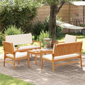 Ensemble de canapés de jardin en bois d'acacia massif marron, 5 pièces - Product Image 4