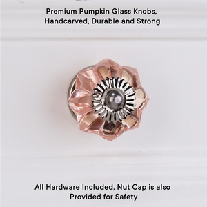 Wholesale Handmade <b>Pink</b> Glass Cabinet <b>Knobs</b> <b>Drawer</b> Pulls Marigold Flower Design for Bedroom Kitchen Contemporary Furniture - Product Image 4