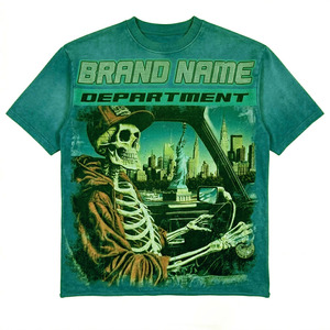 T-shirt à manches courtes pour homme, service OEM, motif crâne, style streetwear, col rond, design imprimé, personnalisable - Product Image 5
