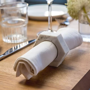 Good Quality Hot Selling <b>White</b> Marble Eco-Friendly Durable Napkin Rings Set Handcrafted <b>Table</b> Decor for Weddings <b>Dining</b> - Product Image 1