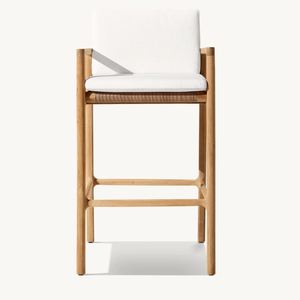 Modern Industrial <b>Bar</b> Chair for Restaurant Furniture <b>Set</b> with Teak Wooden Frame and Cushioned Seat Stylish - Product Image 1