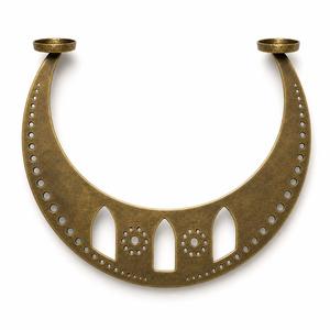 Décoration murale en métal en forme de croissant de lune - Porte-bougie de Ramadan en aluminium perforé, plaque murale de 25 cm, ton laiton, bougie portable pour l'Aïd - Product Image 1