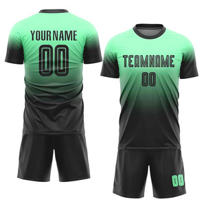 TRENDION APPARELS ชุดเสื้อฟุตบอลแบบกำหนดเอง สีเขียว-ดำไล่เฉด พิมพ์ลายแบบระเหิด สำหรับทุกเพศ ระบายอากาศได้ดี ผลิตจากโพลีเอสเตอร์ - Product Image 1