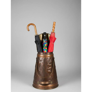 Porte-parapluies élégant de style vintage en métal, sur pied, pour couloir, rangement et accessoire décoratif, finition cuivre, en promotion - Product Image 3