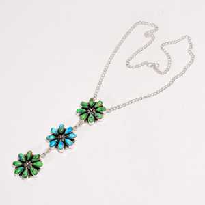 Collar Floral Turquesa Verde Hielo, Collar Boho de Plata Esterlina, Joyería Artesanal de 20 Pulgadas, Regalo para Mujer - Product Image 6