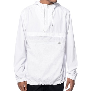 <b>White</b> Color <b>Men</b> Plain Canvas 100% Nylon Eco-Friendly Quick Dry Best Quality Half Zip Windbreaker Anorak <b>Jackets</b> Waterproof - Product Image 1