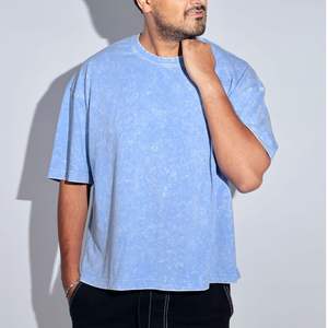 Camiseta de algodón pesado para hombre al por mayor, con lavado ácido, gráfico vintage de anime, ecológica, de poliéster y algodón, bordada, estilo streetwear. - Product Image 1