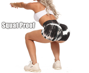 2026 New Designer Women Girls High Waist Compression Soft Scrunch <b>Booty</b> Seamless Yoga Shorts Tie Dye Legging Shorts - Product Image 3