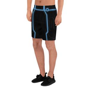 Shorts de bain pour homme, imprimé géométrique noir, taille élastique, séchage rapide, décontractés, impression par sublimation, tissu tricoté - Product Image 1