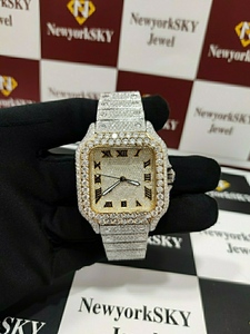 2026 Hot Selling 40 MM Luxury <b>Square</b> Dial VVS Moissanite Watch Men Iced Out Diamond Wristwatch With Box Pass Diamond Tester - Product Image 2