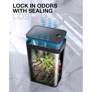 Paquete de 2 Botes de Basura Delgados de Plástico de 4 Galones con Tapa Abatible, Contenedor de Residuos Pequeño de 15 Litros para Baño y Dormitorio - Product Image 5