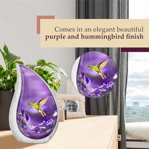 Elegant Aluminum Tear Drop Cremation Urn <b>Memorial</b> Ash Holder Featuring Decorative Secure Lid And Polished Finish Design - Product Image 1