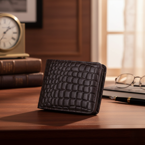 Cartera Corta de Cuero Vacuno Genuino para Hombre, Elegante y Duradera, Hecha a Mano, Estilo Casual de Negocios, con Cierre - Product Image 1