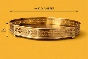 Bandeja de Servir de Latón Hecha a Mano de Lujo, Plato Decorativo Redondo de 10.5 Pulgadas con Diseño Intrincado de Tallado, Acabado Dorado Premium - Product Image 4