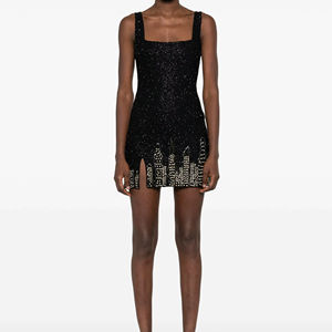 Elegante Vestido Largo con Cuentas y Lentejuelas, Escote en V, para Fiesta, con Flecos, Formal, Recto, Bordado Natural - Product Image 1